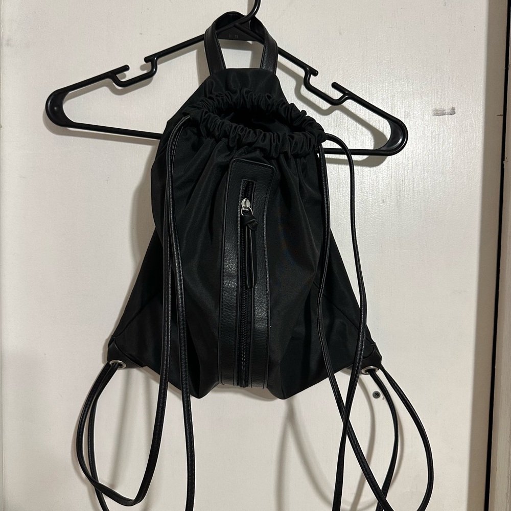 Black Drawstring Backpack Tote - Unbranded - image 5